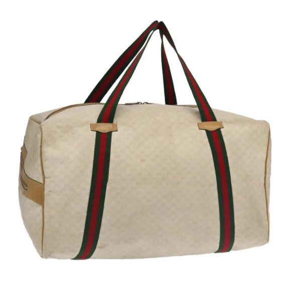 GUCCI Micro GG Supreme Web Sherry Line Boston Bag White Brown - Picture 1 of 16